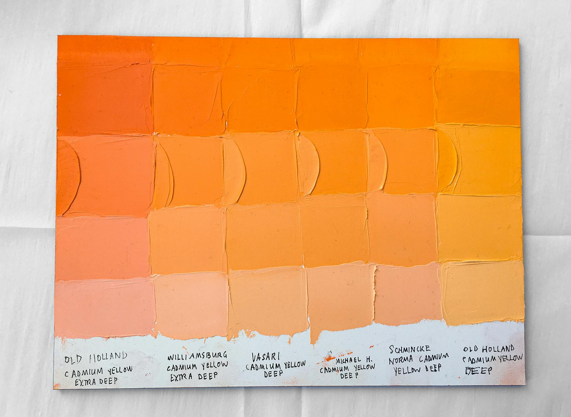 Cadmium Yellow Deep Oil Paint Color Comparisons