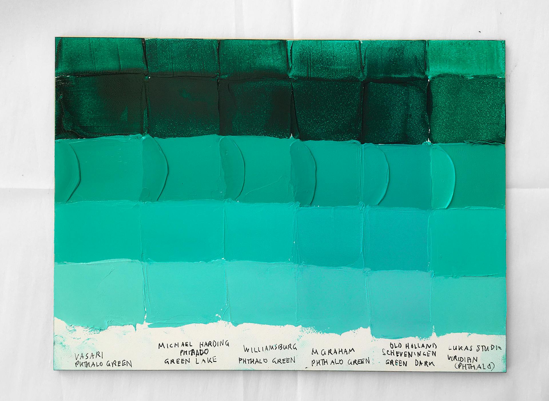 Phthalo Green: Beryl and Aquamarine Oil Paint Color Comparisons