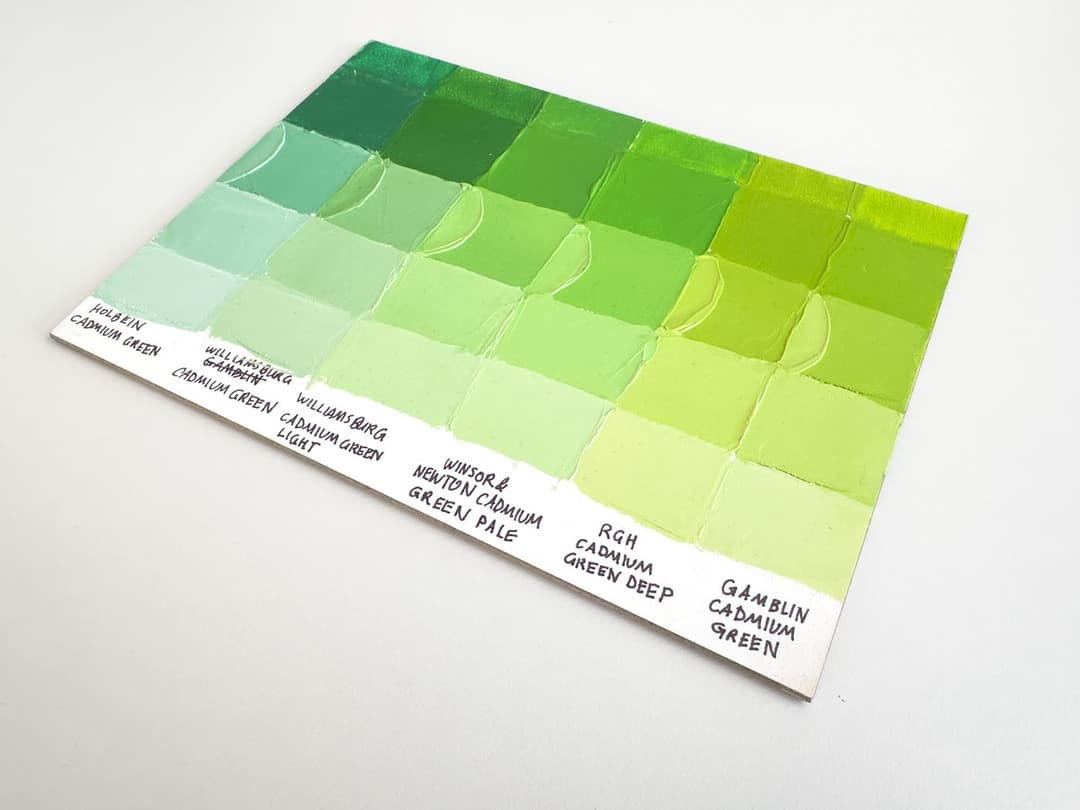 A panel showing swatches of green paint.