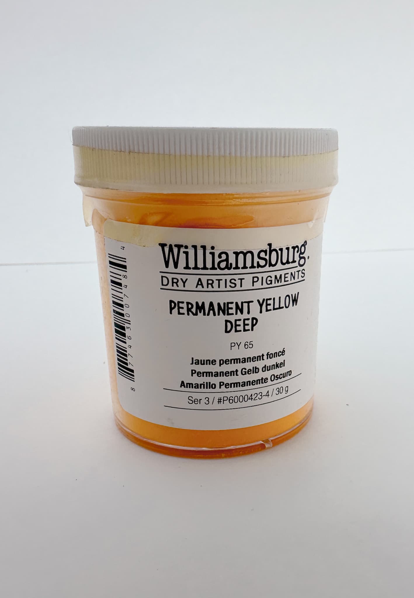 A jar of Permanent Yellow Deep pigment