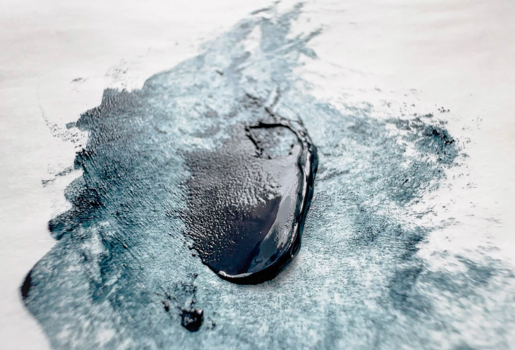 A daub of Vivianite or Genuine Blue Ochre oil paint