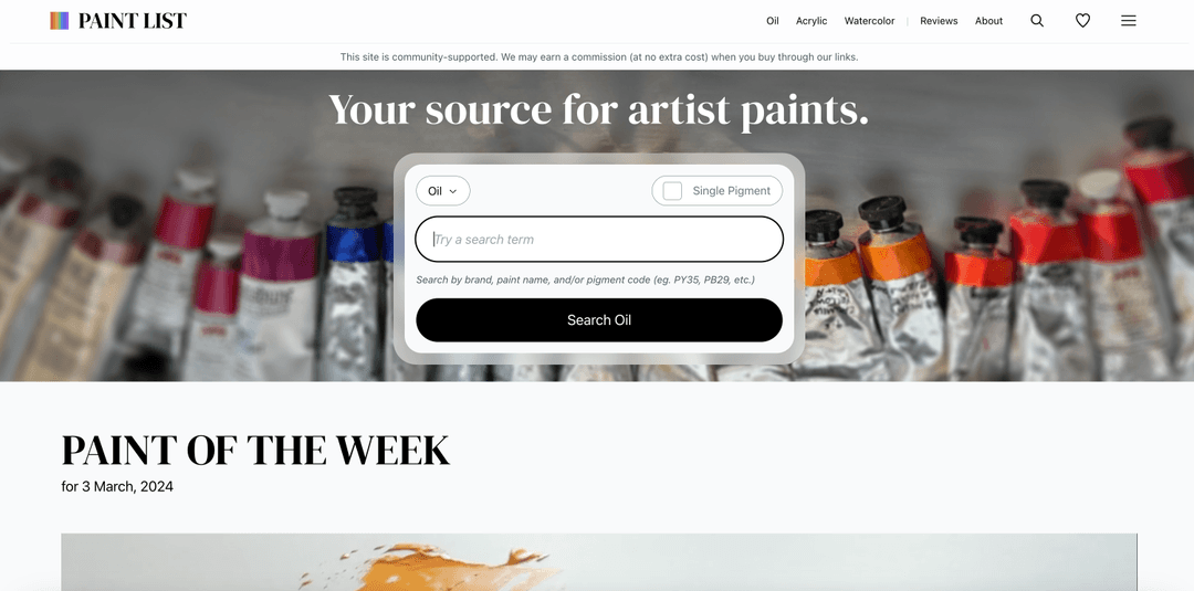A view of the home page with the search modal in the center