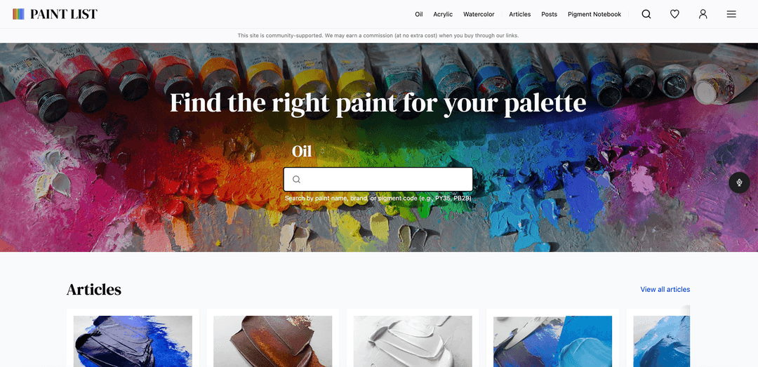 A view of the home page with the search modal in the center