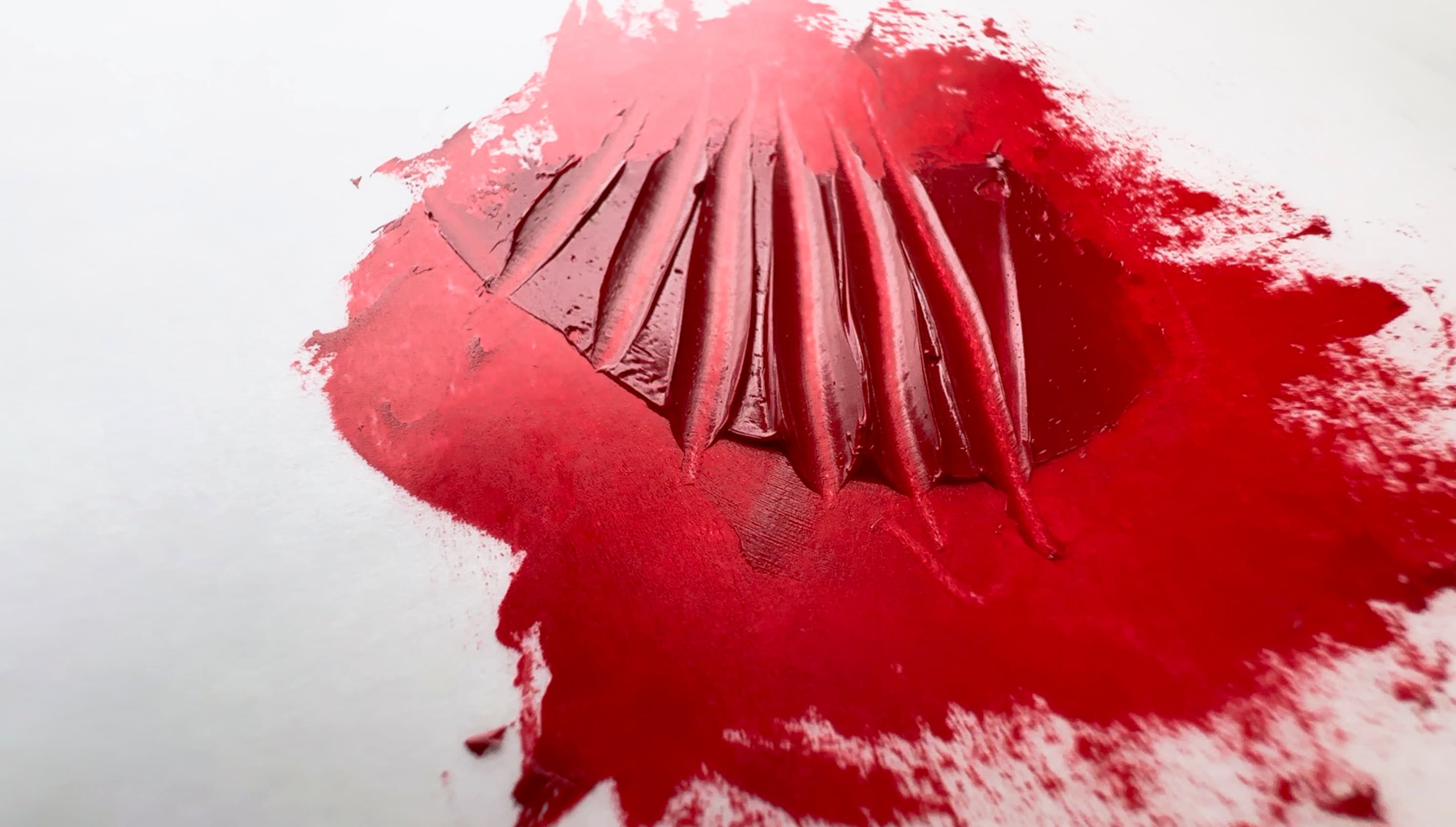 An impasto layer of PR177 with palette knife ridges to show depth