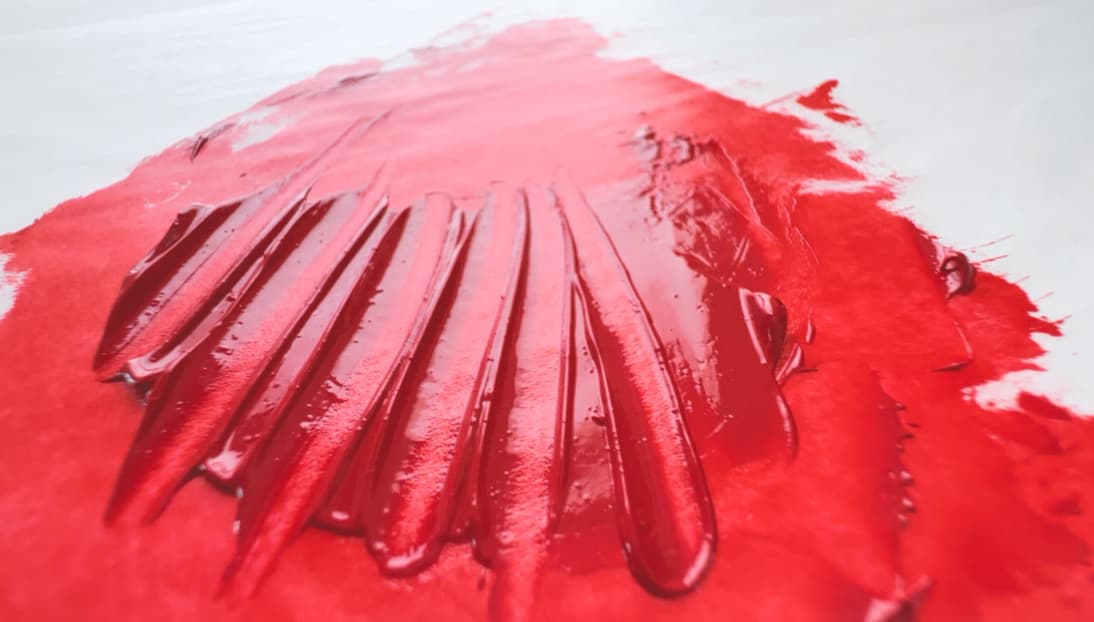 An impasto application of Quinacridone Red Light, aka Quinacridone Scarlet, PR207