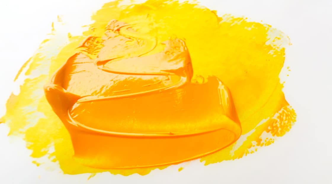 A swoosh of oil paint which shows the transparency