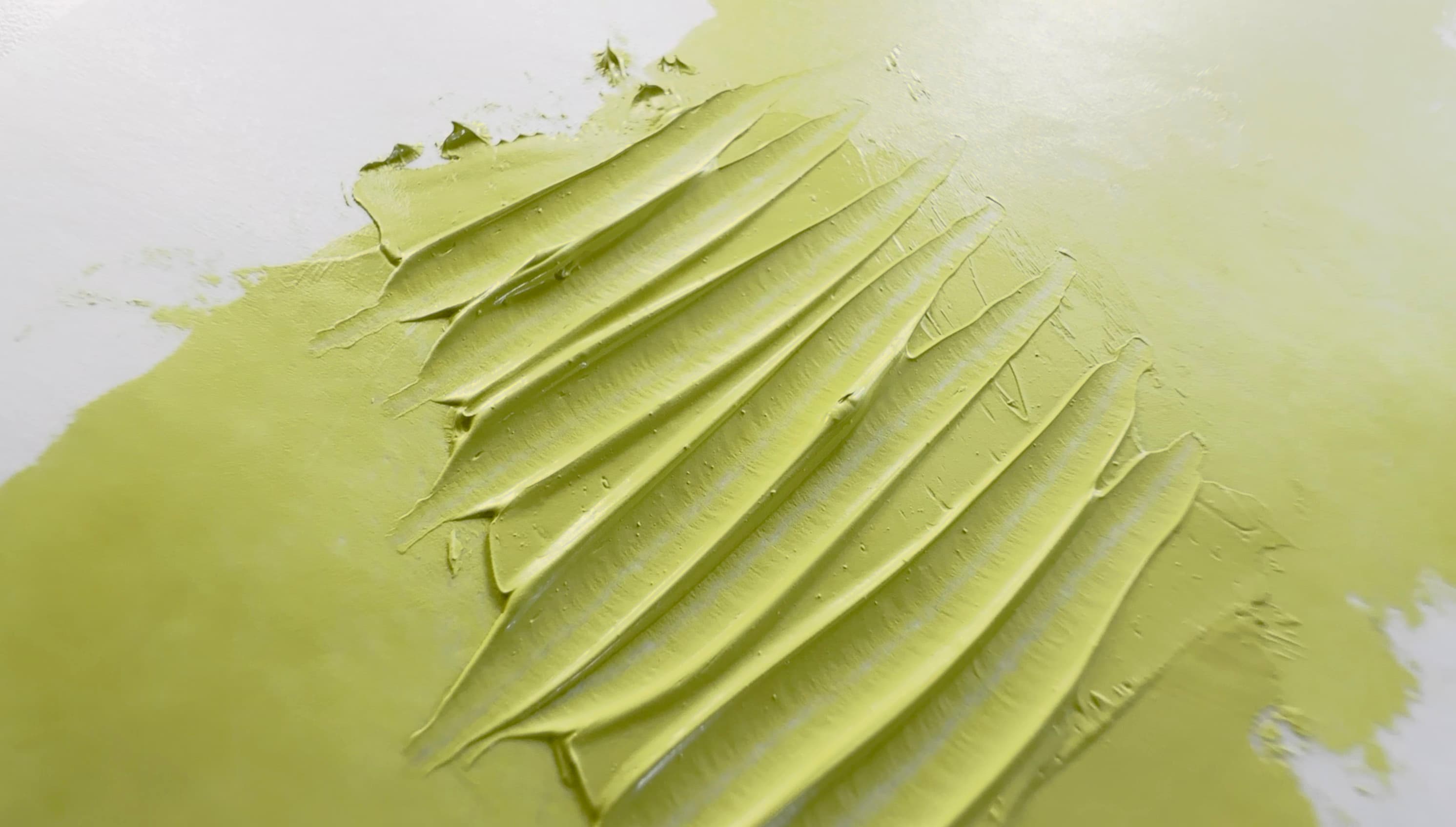 Impasto oil paint with troughs made with a palette knife, Nickel Antimony Titanium Yellow Rutile